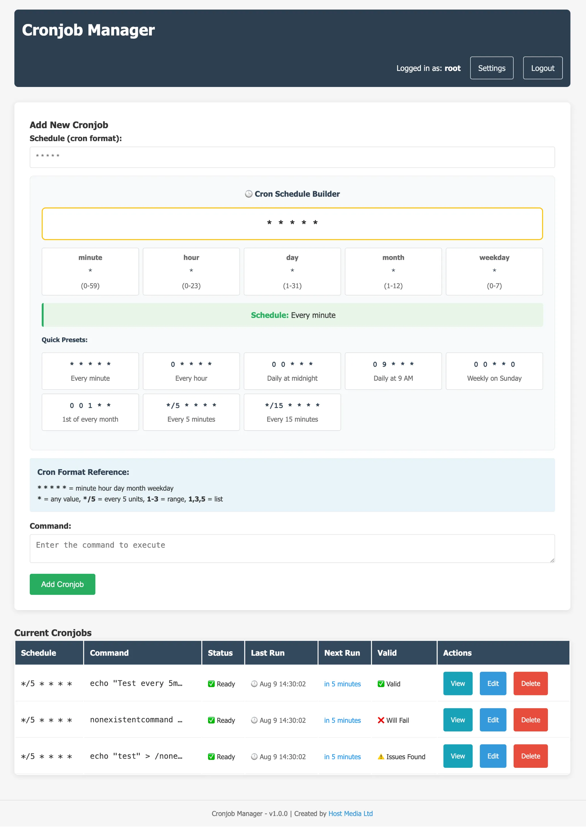 Cronjob Manager Dashboard